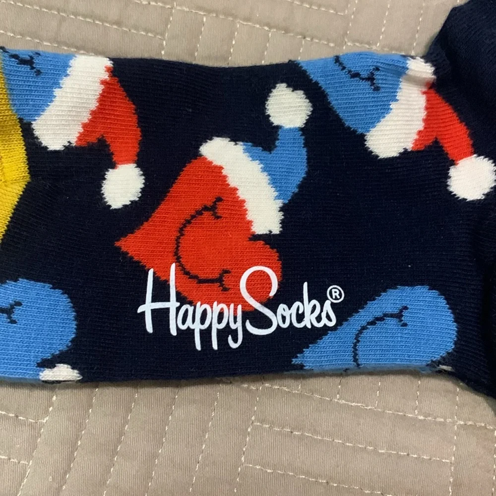 NWT Happy Socks Santa Loves Smiley Socks Size 5.5-9.5